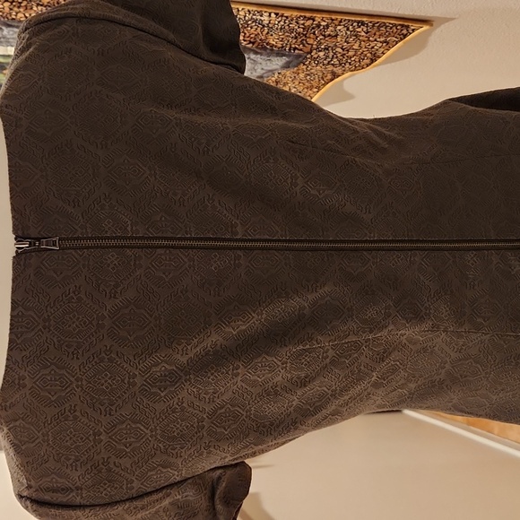 Elie Tahari Brown Print Fitted Zip Back Shift Dress Cap Sleeve SZ 6 - Picture 4 of 13